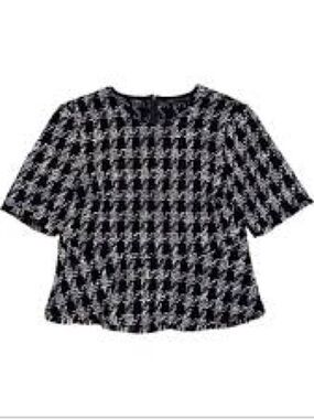 Zara plaid peplum tweed blouse